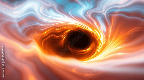Abstract swirling vortex of cosmic energy with glowing orange and blue ethereal light
