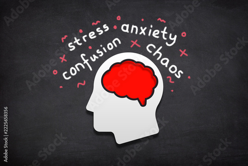 Mental Health Issues Inside Human Head. Stress, confusion and anxiety.