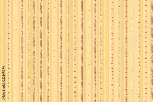 Seamless textile background pattern with rows of tiny marshmallow pink hand stitched dots on butter yellow field