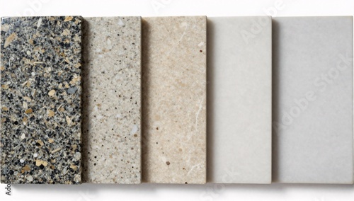 Collection of five stone samples showing variation in texture and color