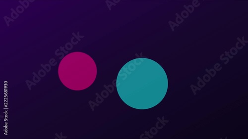 Minimalist abstract motion background, with pulsing pink, and teal circles, on dark purple, gradient sphere