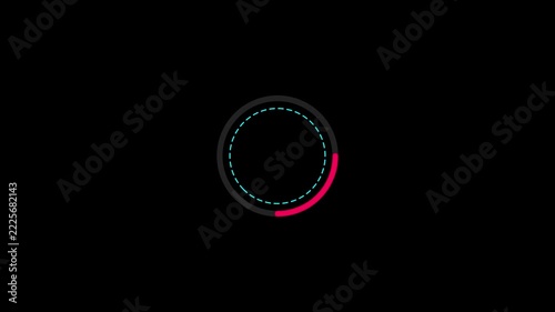 Minimalist circular loading animation with progress indicator on black background, circle