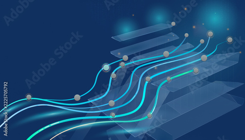 Abstract Data Traceability and Digital Process Flow with Connected Blue Lines