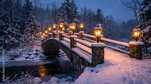 Winter bridge lanterns