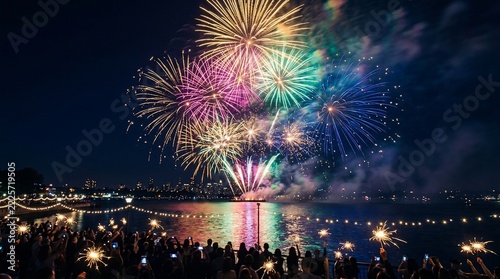 Colorful night fireworks