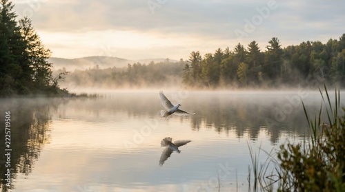 Dove flying lake