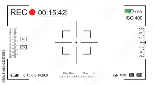 Camera viewfinder frame overlay interface vector isolated on white background