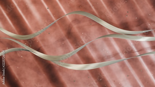 Silver Ribbons on Rose Gold Pleated Silk