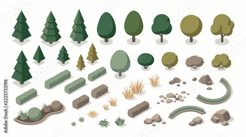 Isometric landscape elements for golf course environment design