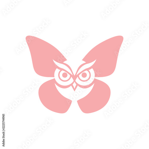 Butterfly Owl Simple logo Icon Vector