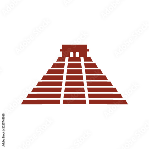 Chichen Itza Mayan Pyramid (El Castillo) Simple Logo Icon VEctor