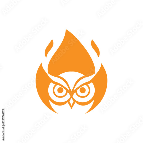 Fire Owl Simple Logo Icon Vector