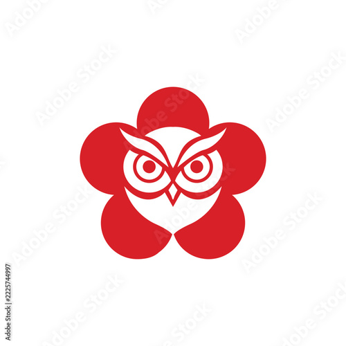 Flower simple Owl Logo Icon Vector