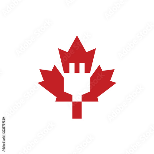 Maple Leaf Charging or Canadian electronic logo icon vector