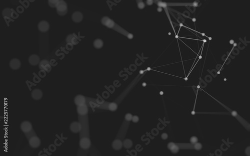 Abstract background. Molecules technology with polygonal shapes, connecting dots and lines. Connection structure. Big data visualization.