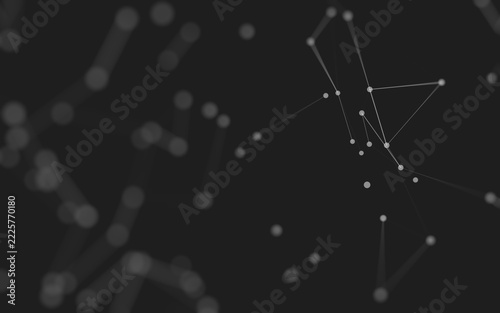 Abstract background. Molecules technology with polygonal shapes, connecting dots and lines. Connection structure. Big data visualization.