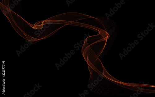 Dark abstract background with a glowing abstract waves