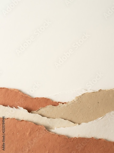 Torn Paper Layers in Terracotta and Beige Earth Tones