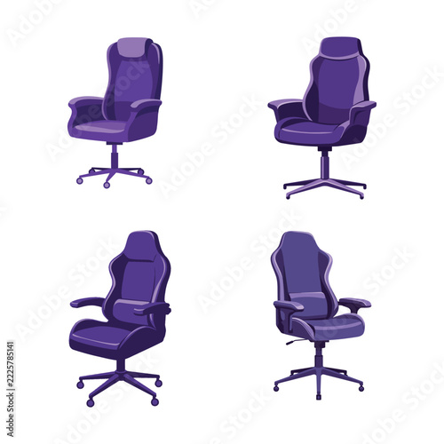 Elegant Purple Executive Office Chair with Armrests Vector Illustration