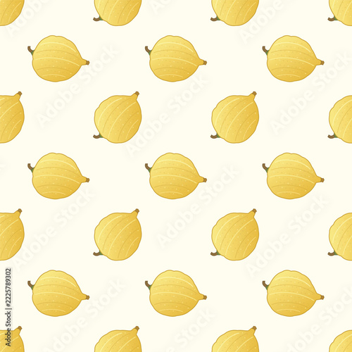 Seamless Yellow Gooseberry Fruit Pattern Illustration on Cream Background