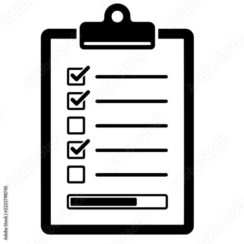 Checklist clipboard boxes marks and progress bar vector