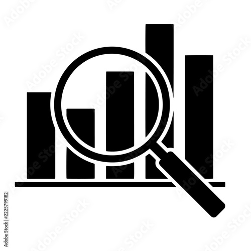 Data analysis vector illustration with magnifying glass chart