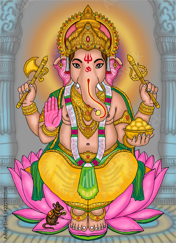 hand drawn digital art of lord ganesha