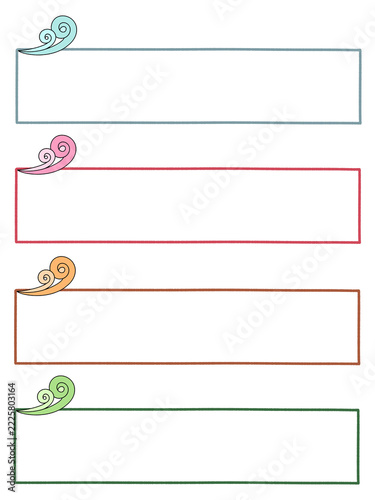 Colorful swirl banner set with rectangle frames for notes and memo