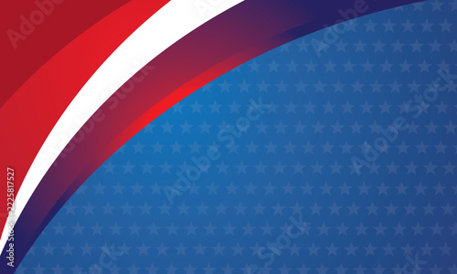 Dynamic Red and White Curved Ribbons over a Blue Star Field