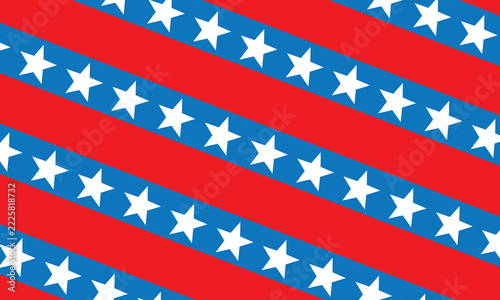 Diagonal Patriotic Banner with White Stars on Red and Blue Stripes