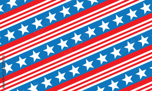 Red White and Blue Patriotic Stripes with Repeating White Stars