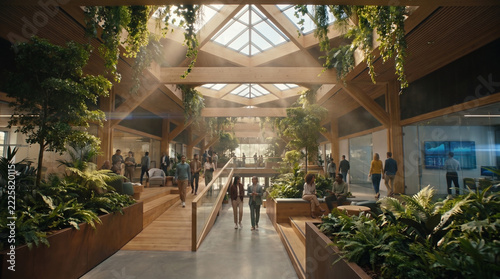 Modern Biophilic Office with Natural Light and Greenery