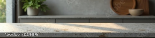 Textured stone tabletop; minimalist interior, blurred background, macro, interior, living room