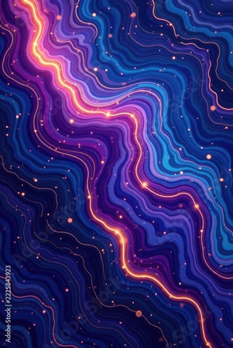 Violet, blue, purple marble with golden veins; abstract digital marbling illustration , gold, pattern, stock