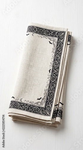 Gothic Bat Moon Tapestry Table Runner Mockup On White Background