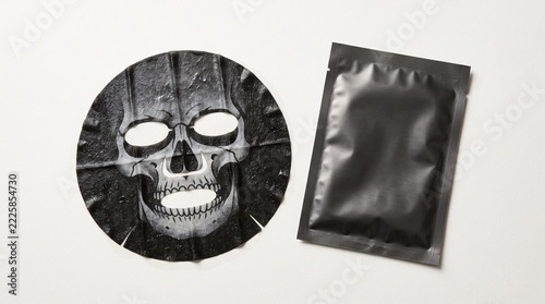 Blank Foil Pouch Sheet Mask Package Mockup With Skull Ghost Print