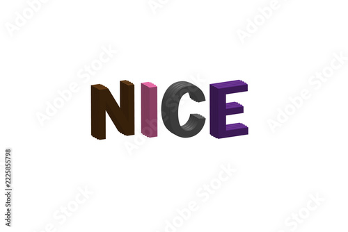 3D Colorful NICE Typography Design on White Background