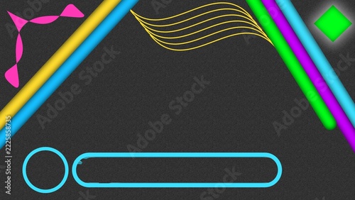 Colorful Neon Geometric Frame on Dark Textured Abstract Background