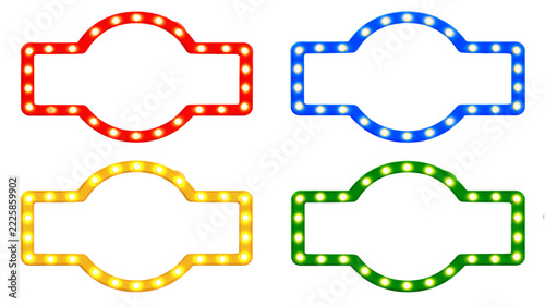 Brightly Lit Neon Frames in Red, Blue, Green, and Yellow Colors