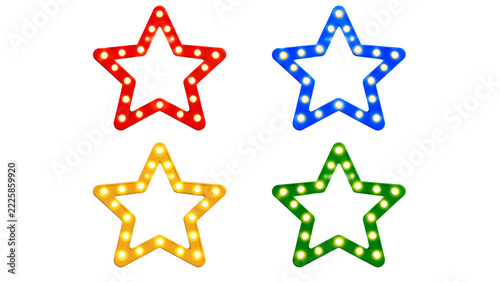 Colorful Neon Star Shapes with Bright Lights for Festive Decor