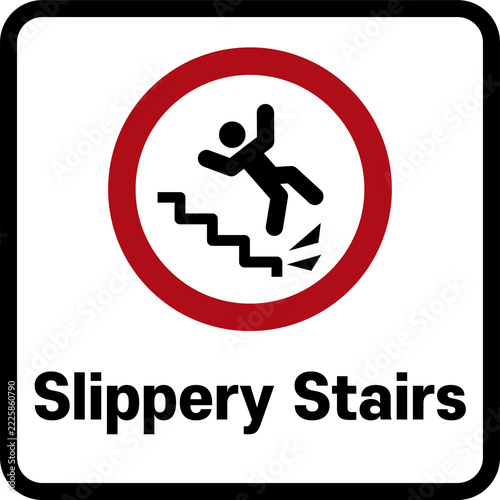 Slippery Stairs Warning Sign Icon Vector Illustration