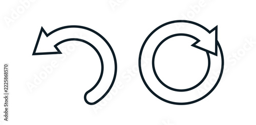 Undo and Redo Arrow Icons Set, Minimalist Linear Symbols for User Interface Navigation, Isolated on White Background, Vector Illustration