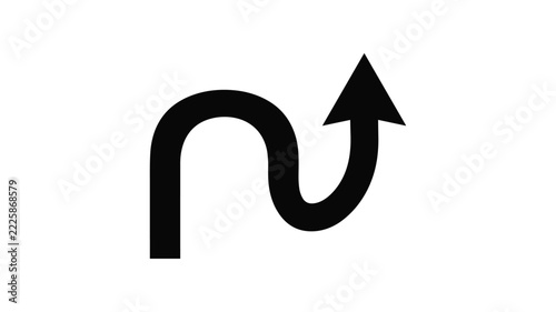 Black zigzag arrow icon pointing upwards vector illustration for navigation and direction symbols