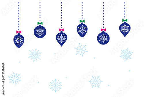 雪の結晶模様のクリスマスオーナメントのクリスマスカード