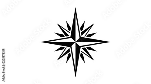Vector illustration of compass rose navigation icon on a transparent background