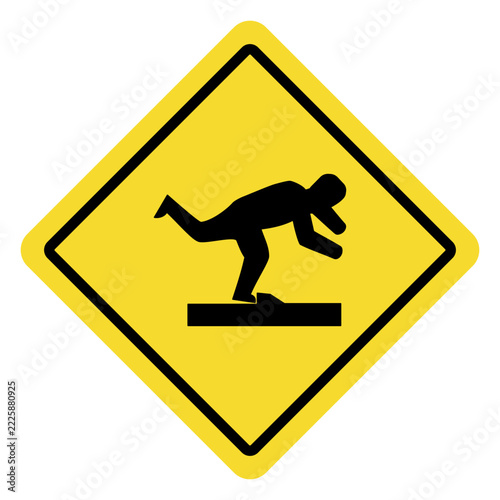 Warning sign depicting a person slipping on a surface.