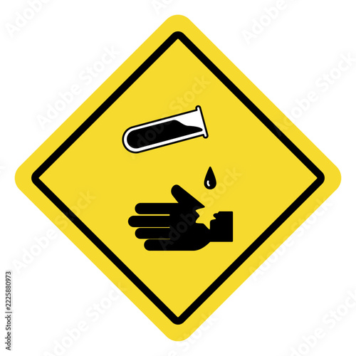 Corrosive Substance Warning Sign Danger Symbol.