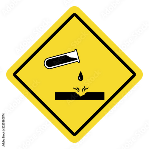 Corrosive Substance Warning Symbol Hazard Sign.