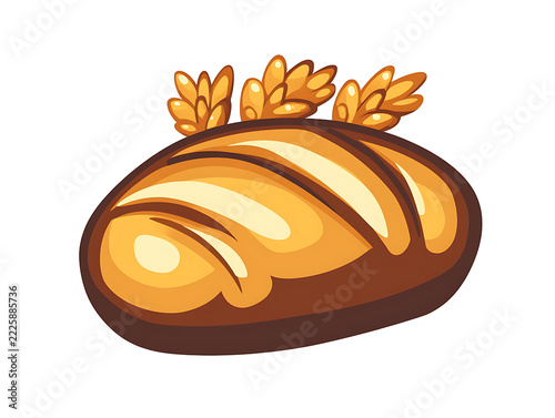 Fresh baked bread illustration in cartoon style