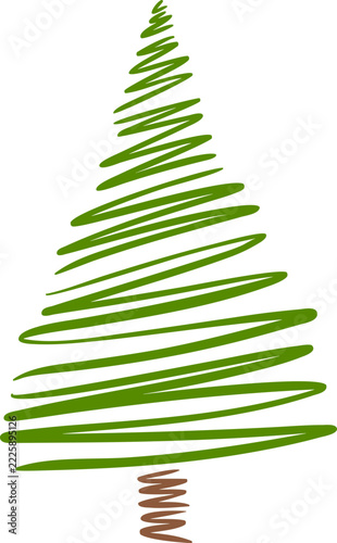 Christmas tree hand drawn illustrations. transparent background